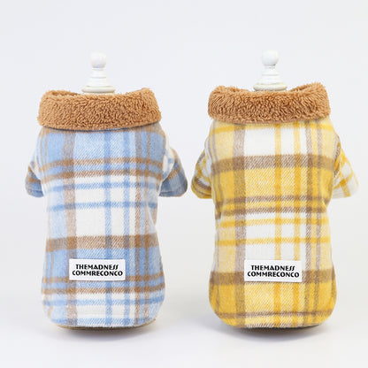 Pet plaid two-leg cotton coat