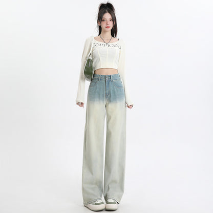 Gradient Design Straight-leg Pants Wide Leg Women's Clothing