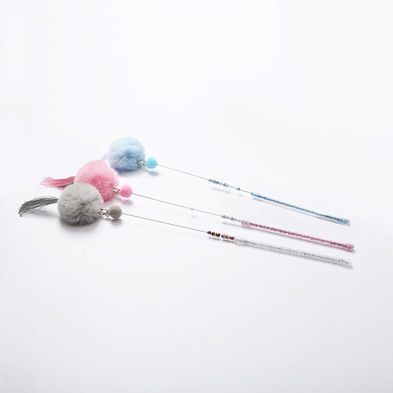 Colorful beaded cat stick