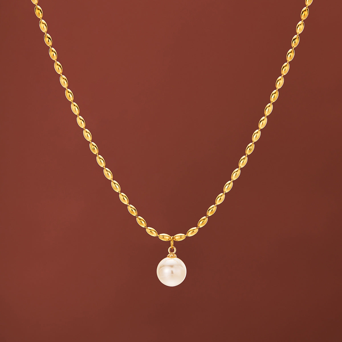 New Titanium Steel 18K Gold Milgrain Pearl Clavicle Necklace For Women