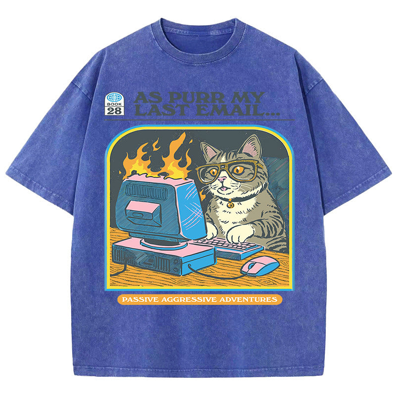 Men's Cat Playing Game Print Top