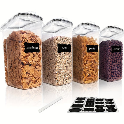 THELIFE Airtight Food Storage Containers Set - 4 Pack BPA-Free Cereal Dispenser with Labels (2.5L/88oz)