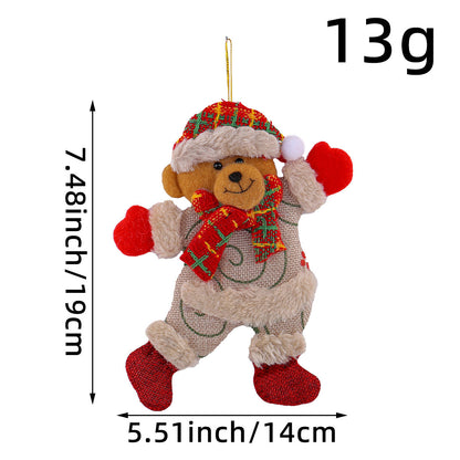 Festive Christmas Tree Ornaments - Santa, Snowman, Reindeer & Bear Figures With Red & White Scarves, Golden Balls & Red Bows - Perfect For Holiday Decor, Christmas Decorations