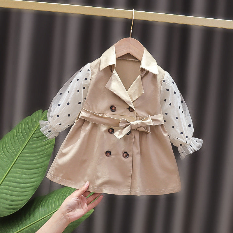 Girls' Mid-length Thin Outerwear Trench Coat
