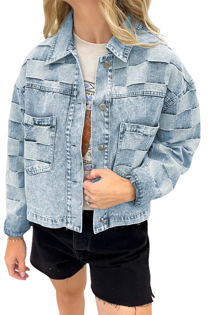 Women's Loose Casual Checkered Denim Jacket