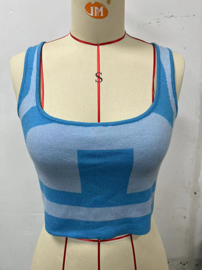 New Women's Spring And Summer Contrast Color Sexy U Collar Camisole