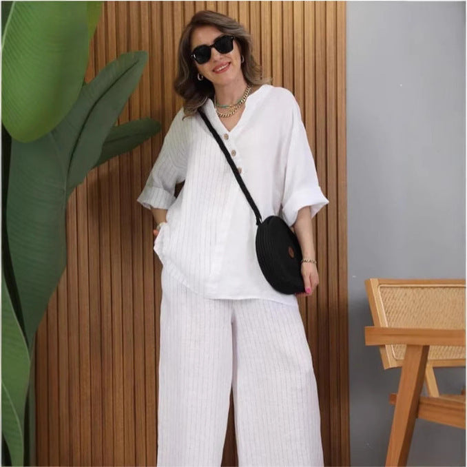 European And American Women's Clothing Casual Top Pants
