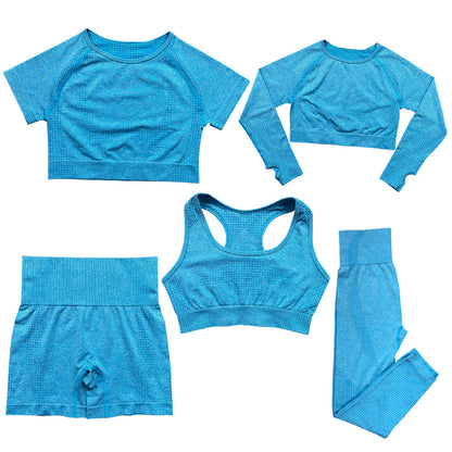 Women's Fashion Dot Fitness Yoga Outfit Five-Piece Set