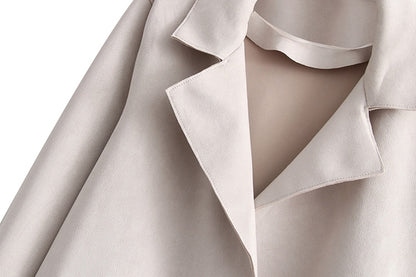 Women's Fashionable Suede Mid-length Trench Coat