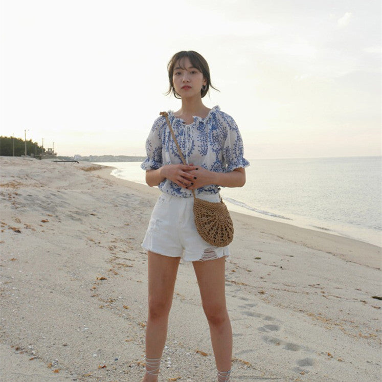 Women's Fashion Casual Handmade Straw Woven Shoulder Tassel Beach Bag