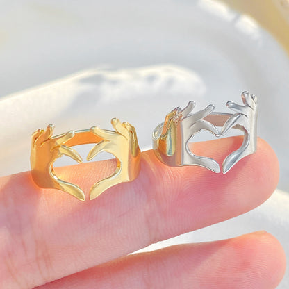 Fashion Love Heart Romantic Hands Ring