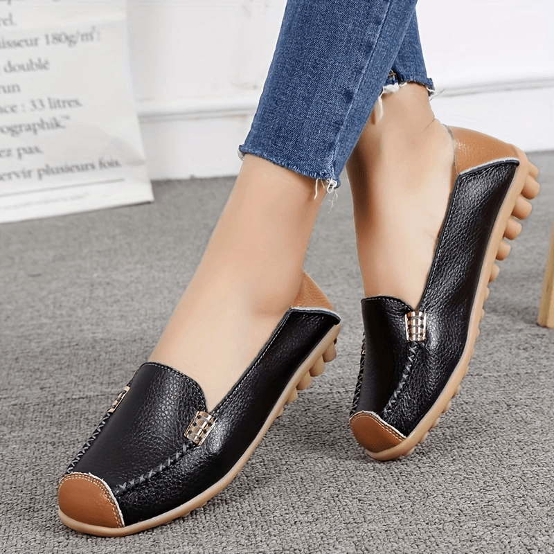 Women's Slip On Flat Loafers, Stitched Colorblock Lightweight Non Slip Shoes, Walking Shoes