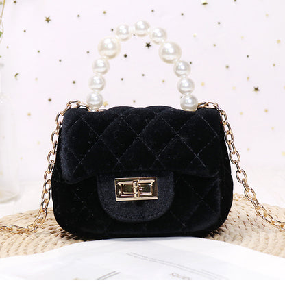 Gold Velvet Mini Pearl Tote