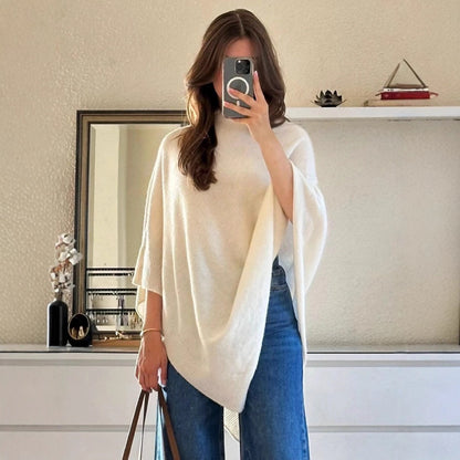 Fashionable Women's Cloak Large Shawl Turtleneck Sweater Coat