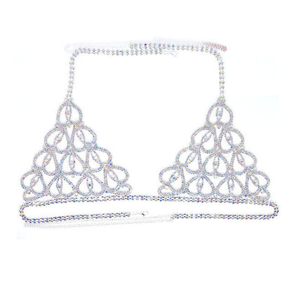 Sexy Bikini With Heart-shaped Rhinestone Claw Chain On Body Chain