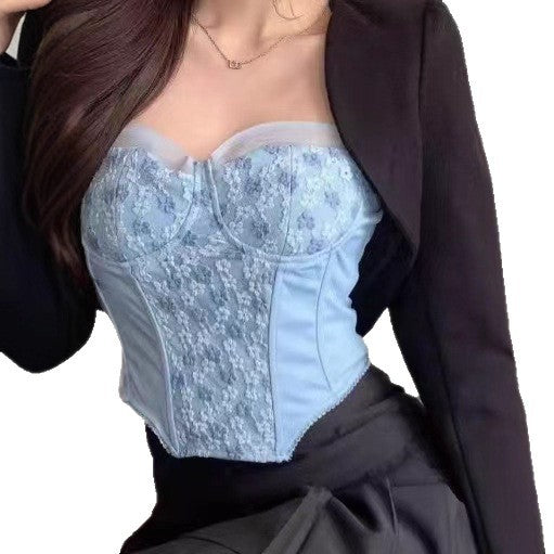 Pure And Seductive Lace Fishbone Camisole For WomenOuterwear And Underwear
