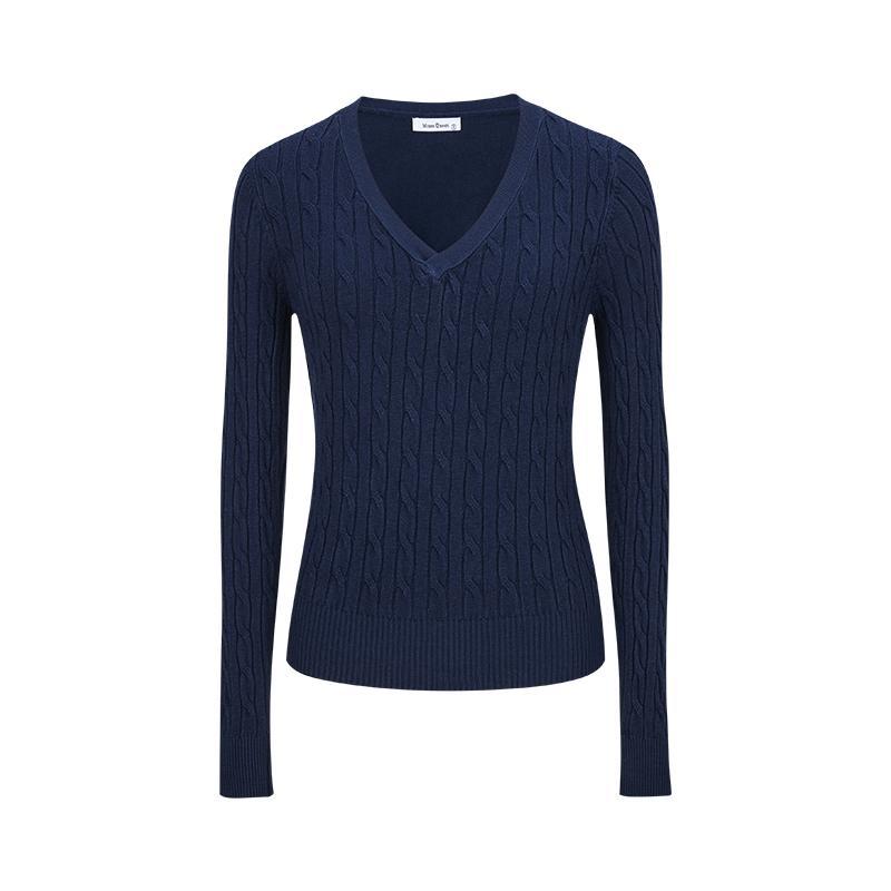 Women's Clothing Is Super Stylish With A High-end Simple And Versatile Cable-knit V-neck Sweater