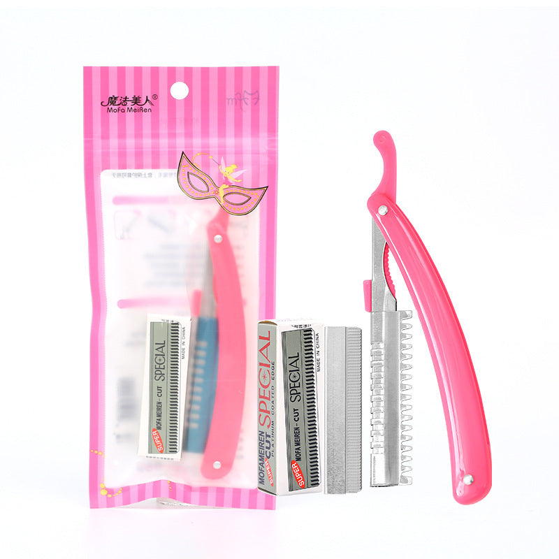 Factory wholesale eyebrow trimming set folding eyebrow shaving knife eyebrow trimming knife holder send ten blade eyebrow shaving knife eyebrow trimmer