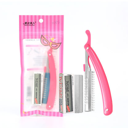 Factory wholesale eyebrow trimming set folding eyebrow shaving knife eyebrow trimming knife holder send ten blade eyebrow shaving knife eyebrow trimmer