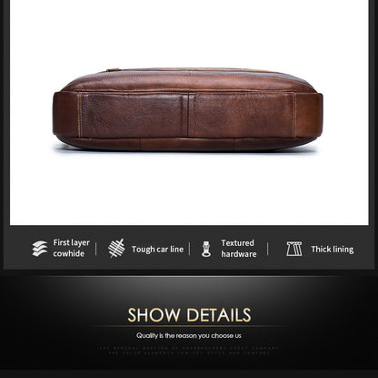 Premium Leather Messenger Bag - Large Capacity Business Briefcase for Men | BULLCAPTAIN