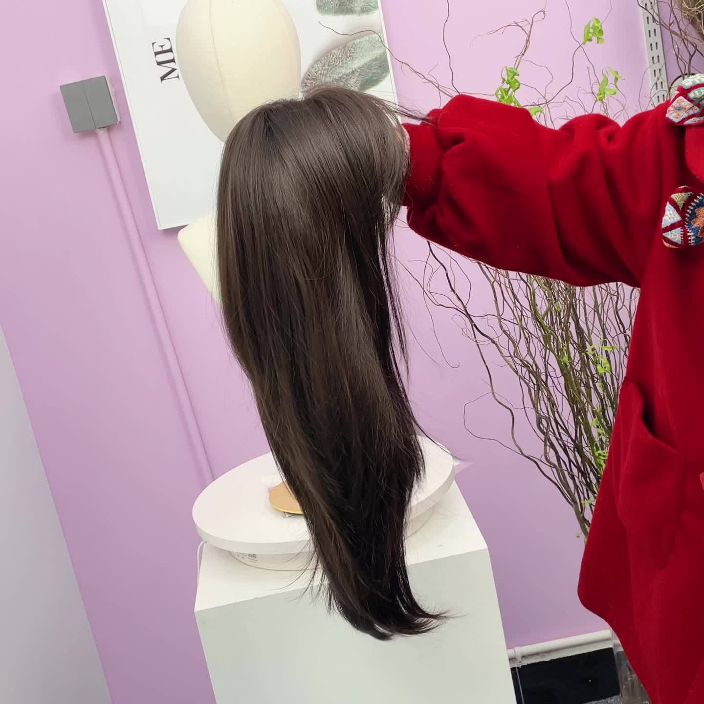 Long Dark Wigs For Women Cute Bob Layered Synthetic Wig Straight Hair Nature Looking