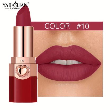 YABAOLIAN Lipstick 12 Colors Lipstick High Pigment Long Lasting Waterprrof Cosmetic Matte Lipstick