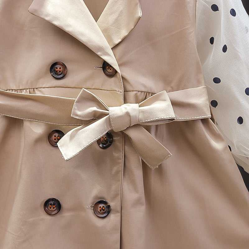 Girls' Mid-length Thin Outerwear Trench Coat