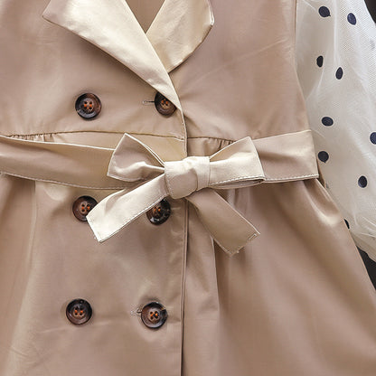 Girls' Mid-length Thin Outerwear Trench Coat