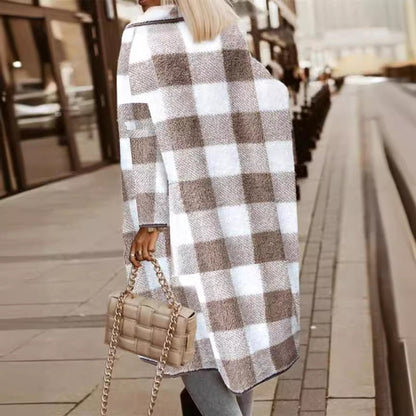 New Fashion Plaid Wool Coat Mid-length