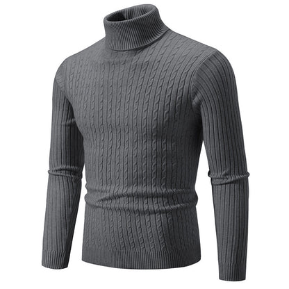 Slim-fit Men's Knitted Turtleneck Solid Color Sweater