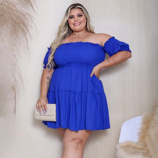 Women's Slimming Defined-Waist Asymmetrical Plus-Size Dress