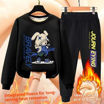 Boys' Winter Casual All-Match Fleece-Lined Thickened Outfit