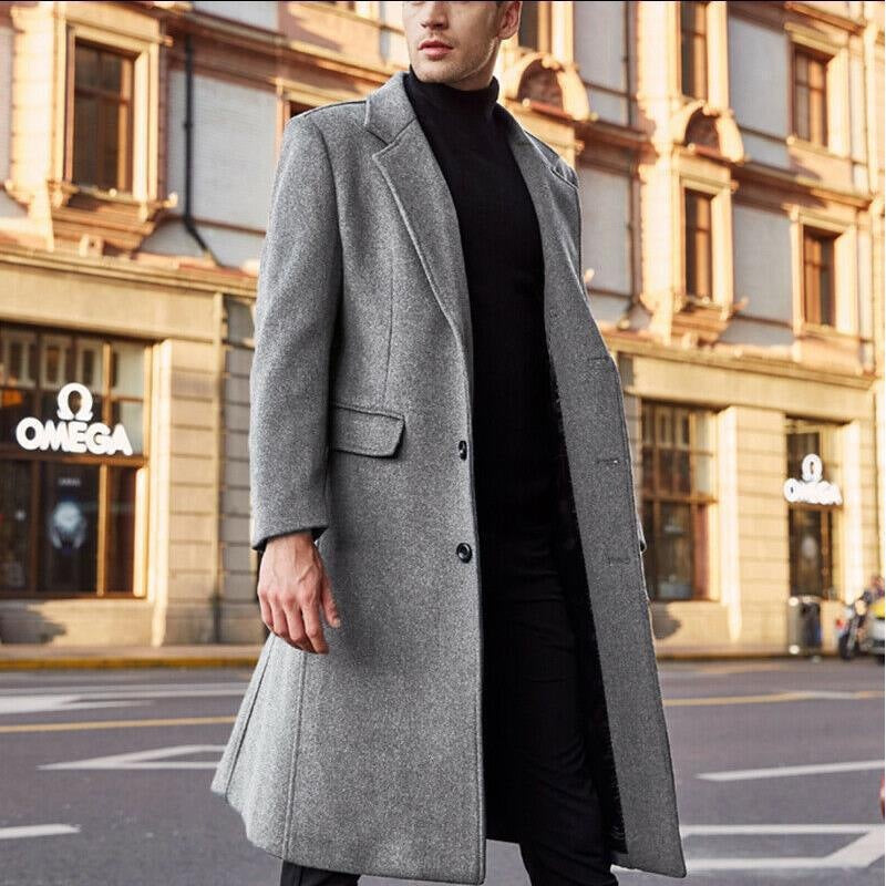 Langer Herren-Trenchcoat aus Wolle