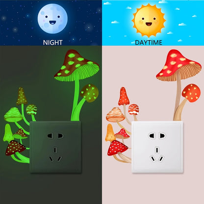 """""""""""""""Self-Adhesive Glow Mushroom Switch Sticker - Easy to Find, Reusable & Fun Themed Art Deco, 5.5"""""""""""""""" x 5.1"""""""""""""""