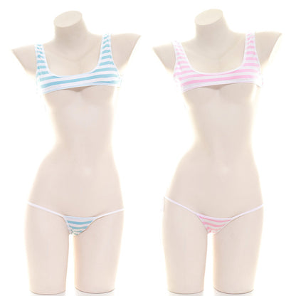 Striped Lace-up Women's Casual Set