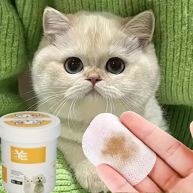 200pcs Dog Eye Care Wipes, Plastic Pet Cleaning Pads, Non-Electric, Gentle for Home Use, with Pet Grooming Supplies
