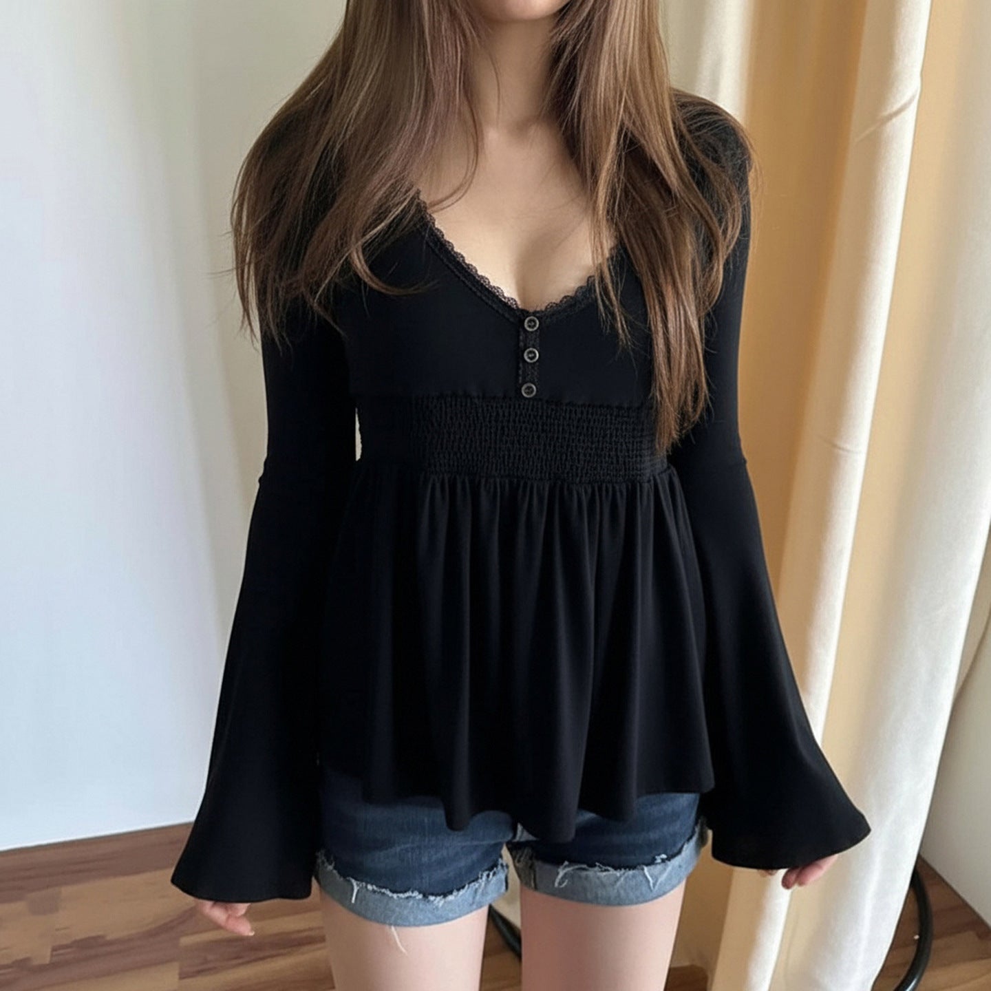 High-waisted Stretchy Loose-fitting Top Comfortable And Casual Women's Wear