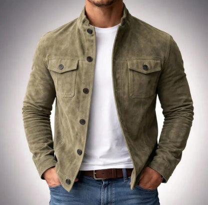Vintage Single-breasted Jacket Men's Casual Motorcycle Faux Suede Tops