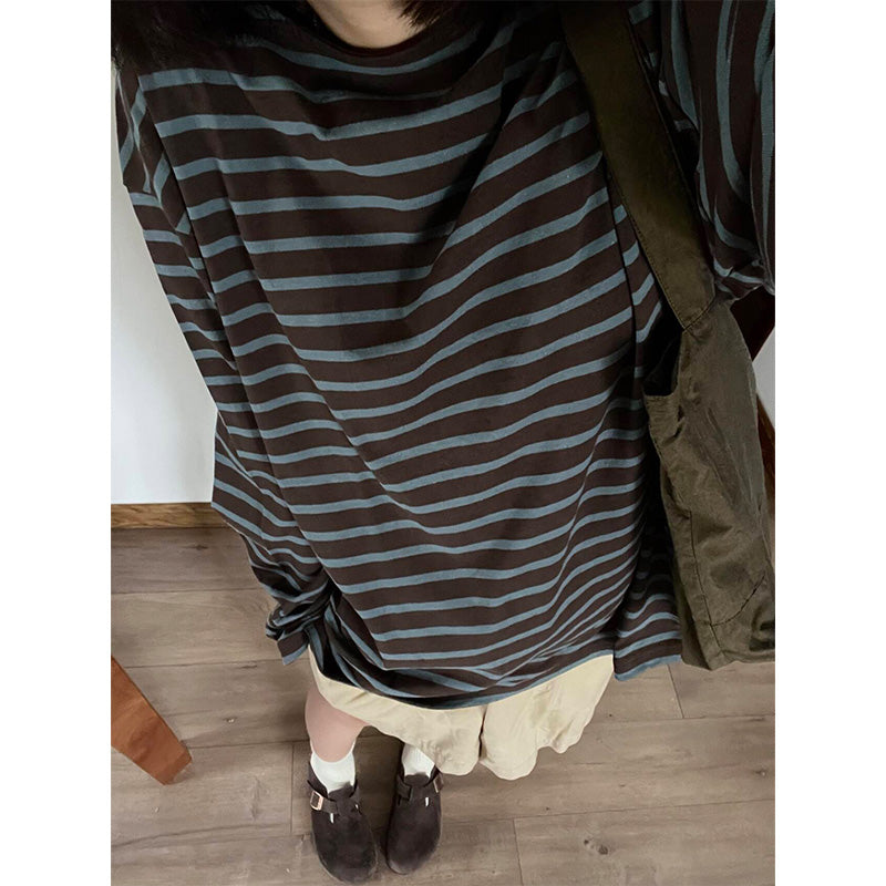 Vintage Striped Long-sleeve T-shirt Base Layer Top