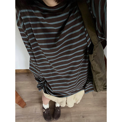 Vintage Striped Long-sleeve T-shirt Base Layer Top