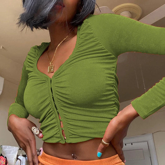 Top Female Fashion Sexy Spice V Neck