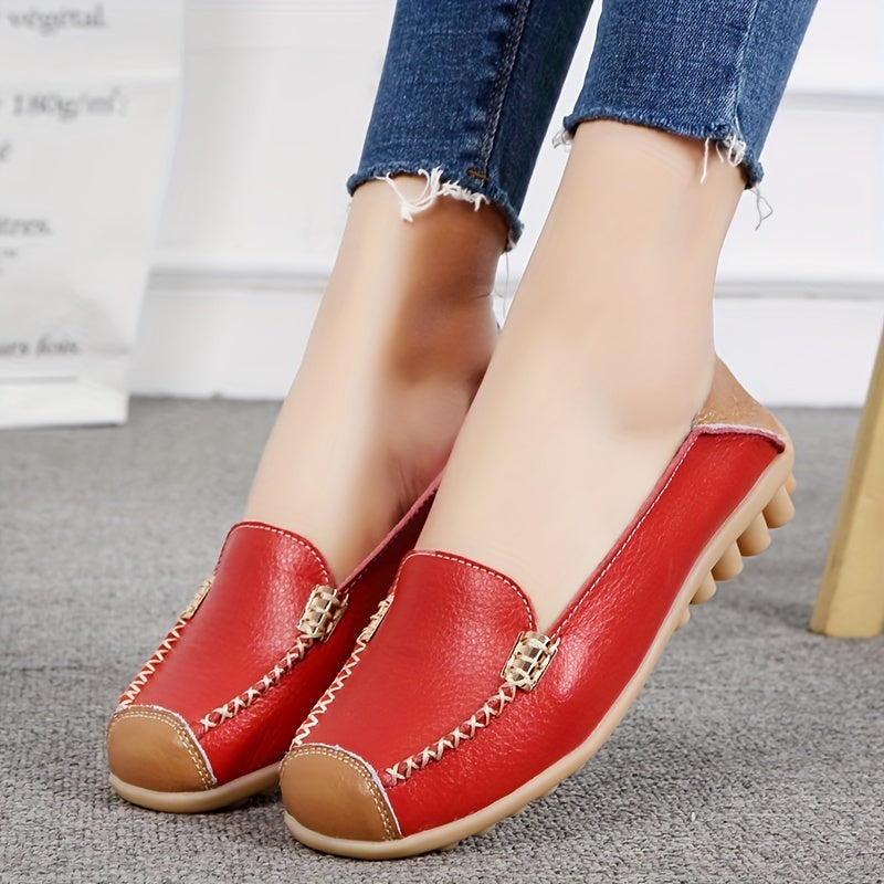Women's Slip On Flat Loafers, Stitched Colorblock Lightweight Non Slip Shoes, Walking Shoes