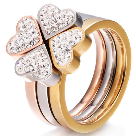 Simple Lucky Love Three-color Stitching Ring