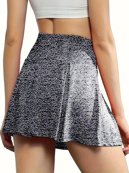 Summer Skort Solid Shorts, Sexy High Waist Fashion Sports Biker Running Yoga Skort Shorts, Women's Clothing