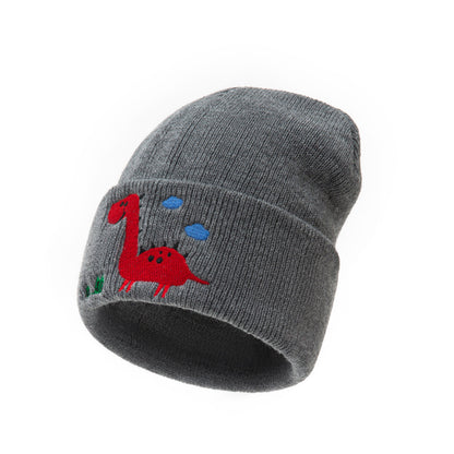 Embroidered Dinosaur Knitted Children's Hat Dome