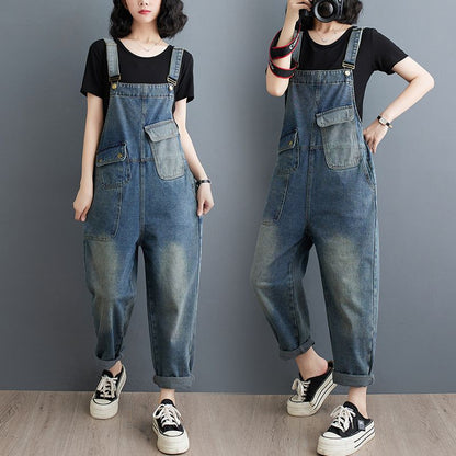 Women's Casual Plus-size Versatile Loose Denim Overalls