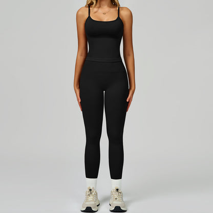 Women's Vest And Pants Color-blocking Yoga Set