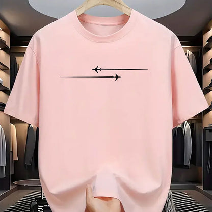 Pattern Printed Comfortable Sports Round Neck T-shirt