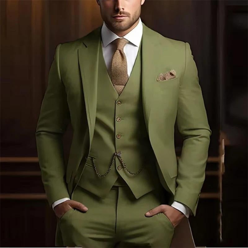 Men's Slim Fit Three-Piece Suit - Jacket, Vest & Trousers Set