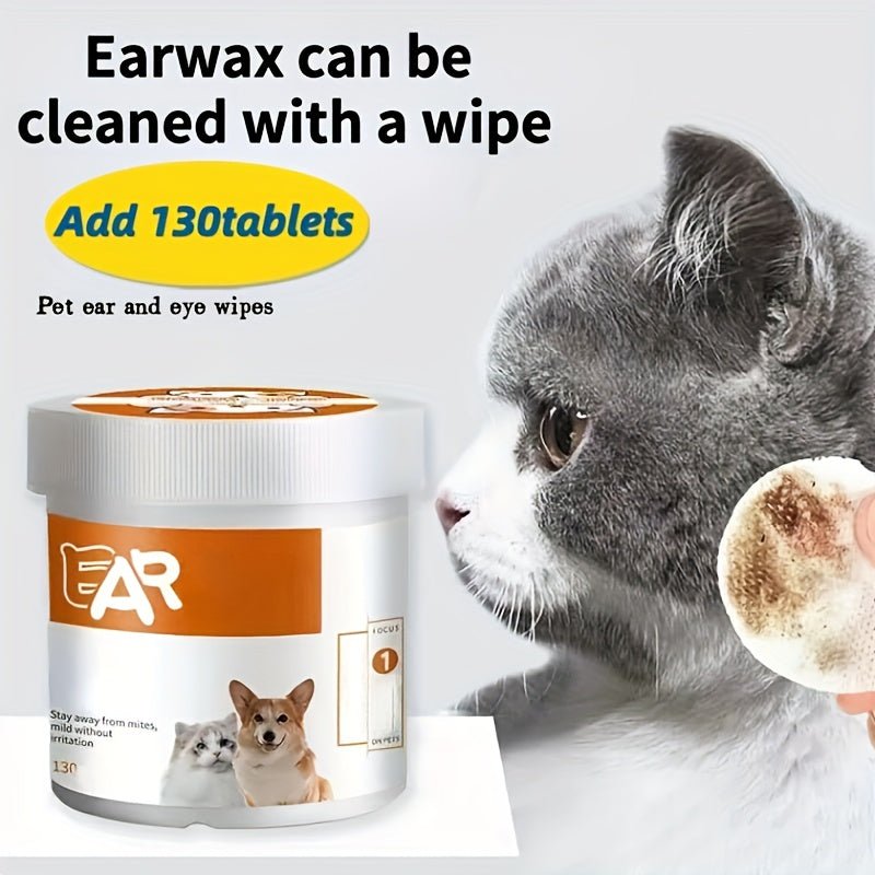 130pcs Pet Cleaning Wipes for Cats And Dogs, Designed to Remove Eye Stains, Earwax, And Tear Marks, Suitable for Both Cats And Dogs.